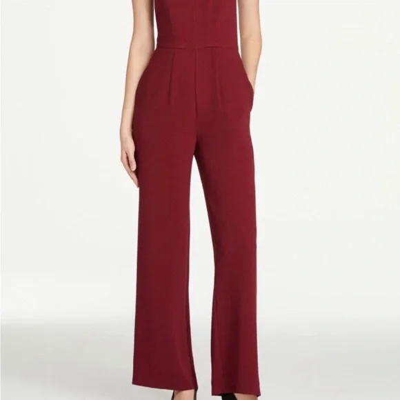 Ann Taylor Factory Cranberry/Burgundy Halter Top Jumpsuit Size 0 - Picture 2 of 9